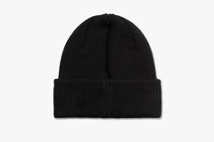 DOUBLE FOLD MERINO BEANIE - Black