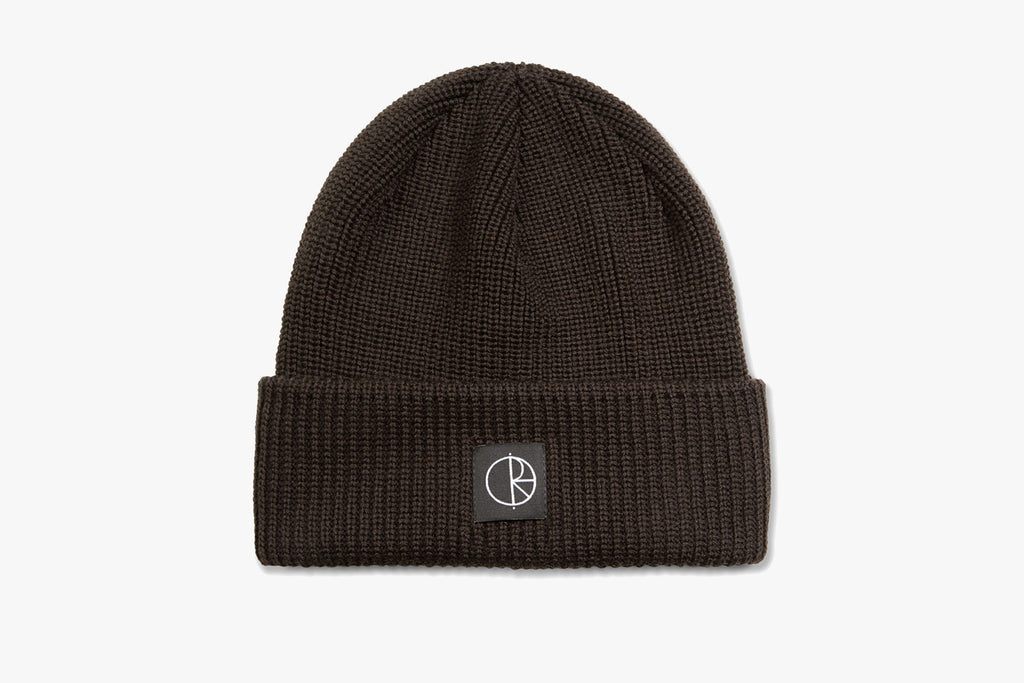 DOUBLE FOLD MERINO BEANIE - Brown
