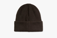 DOUBLE FOLD MERINO BEANIE - Brown