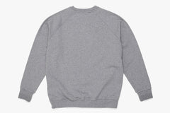 EMBROIDED SINGLE TRIPLE LOGO CREW SWEAT  - Heather Grey D4
