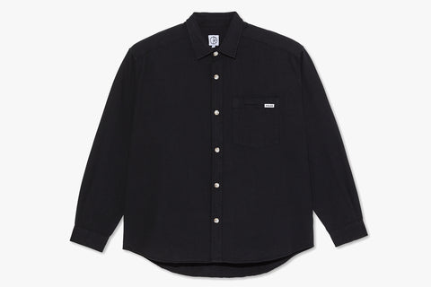 MITCHELL HERRINGBONE LS SHIRT - Black FA23