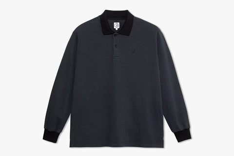 POLO LS SHIRT | HOUNDSTOOTH - Black/Grey FA23