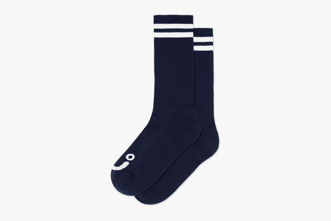RIB SOCKS | LONG | HAPPY SAD - Navy/White