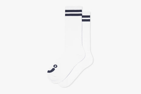 RIB SOCKS | LONG | HAPPY SAD - White/Navy