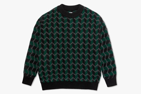 ZIG ZAG KNIT SWEATER - Black/Dark Teal WIN23