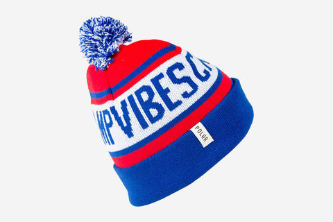 GAS STATION BEANIE - Royal Blue/Bright Red/White
