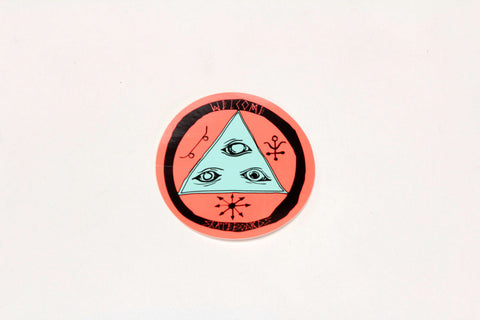 3" TALISMAN TRI COLOR STICKER - Black/White/Coral