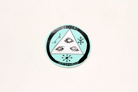 3" TALISMAN TRI COLOR STICKER - Black/White/Teal