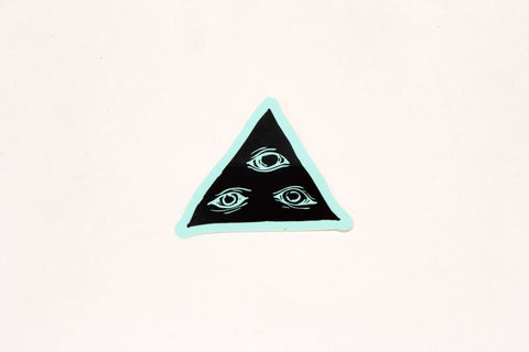 3" TRIANGLE EYES STICKER - Black/Teal