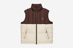 COMBO PUFFER VEST - Brown/Cream