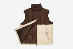 COMBO PUFFER VEST - Brown/Cream