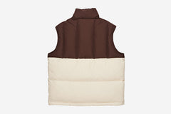 COMBO PUFFER VEST - Brown/Cream