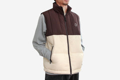 COMBO PUFFER VEST - Brown/Cream