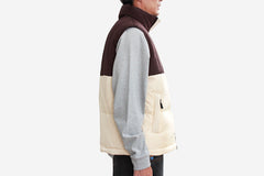 COMBO PUFFER VEST - Brown/Cream