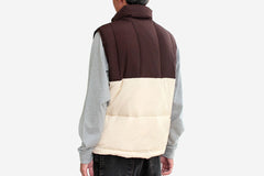 COMBO PUFFER VEST - Brown/Cream