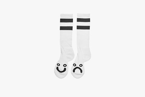 HAPPY SAD SOCKS LONG - White