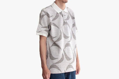 PATTERNED POLO SHIRT - Ivory/Black