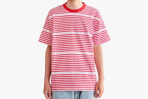 STRIPE LOGO TEE - Red