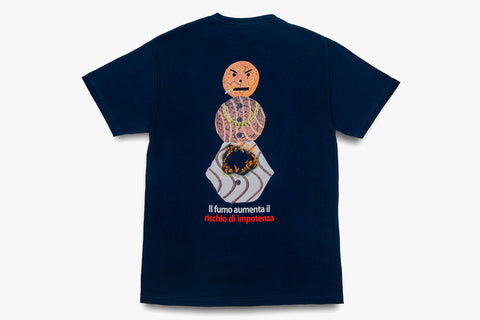 SMOKERS WARNING SNACKMAN TEE - Navy