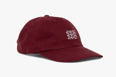 EMBROIDED TRIPLE LOGO CAP  - Burgandy D4
