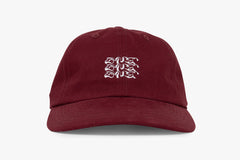 EMBROIDED TRIPLE LOGO CAP  - Burgandy D4