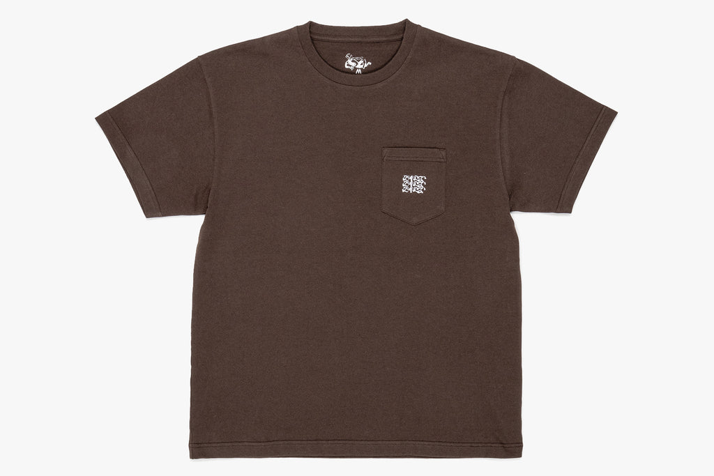 EMBROIDED TRIPLE LOGO POCKET TEE  - Dirty Green D4