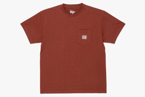 EMBROIDED TRIPLE LOGO POCKET TEE  - Rust Brown D4