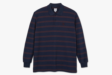 STRIPE POLO LONGSLEEVE SHIRT - Navy/Plum FA22