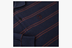 STRIPE POLO LONGSLEEVE SHIRT - Navy/Plum FA22