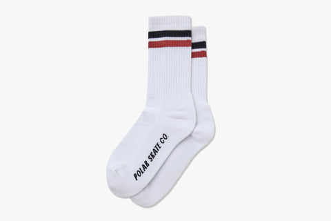 STRIPE SOCKS - White/Black/Rust FA21