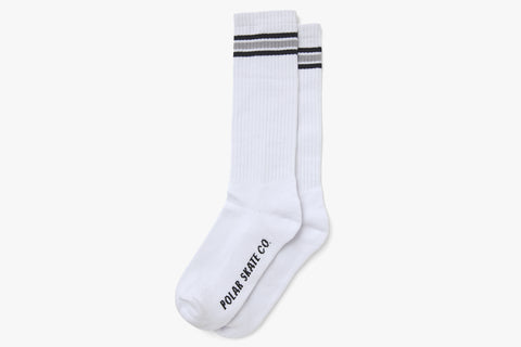 STRIPE SOCKS LONG - White/Grey FA21