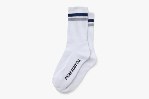 STRIPE SOCKS - White/Navy/Grey FA21