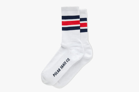 STRIPE SOCKS - White/Navy/Red