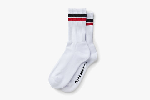 STRIPE SOCKS - White/Black/Red WIN21