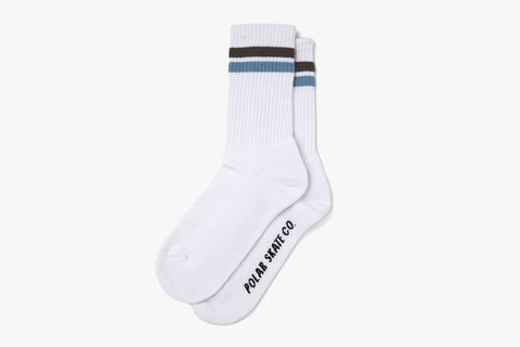 STRIPE SOCKS - White/Brown/Blue SP22