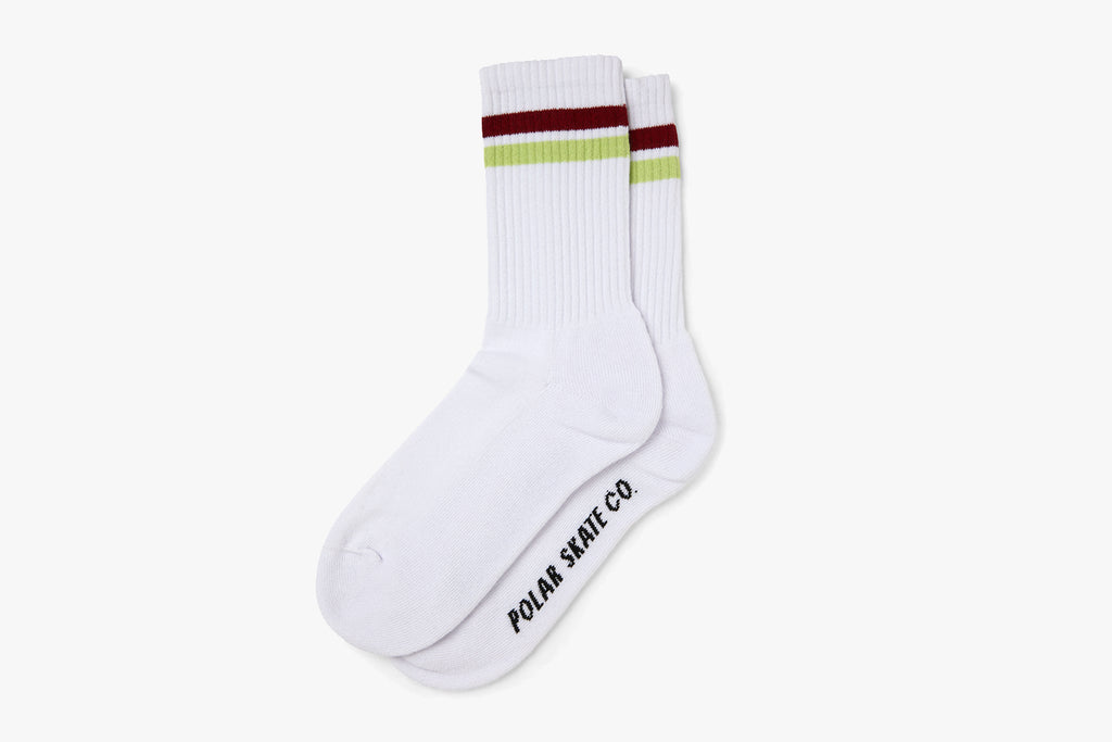 STRIPE SOCKS - White/Rich Red/Chartreuse SP22